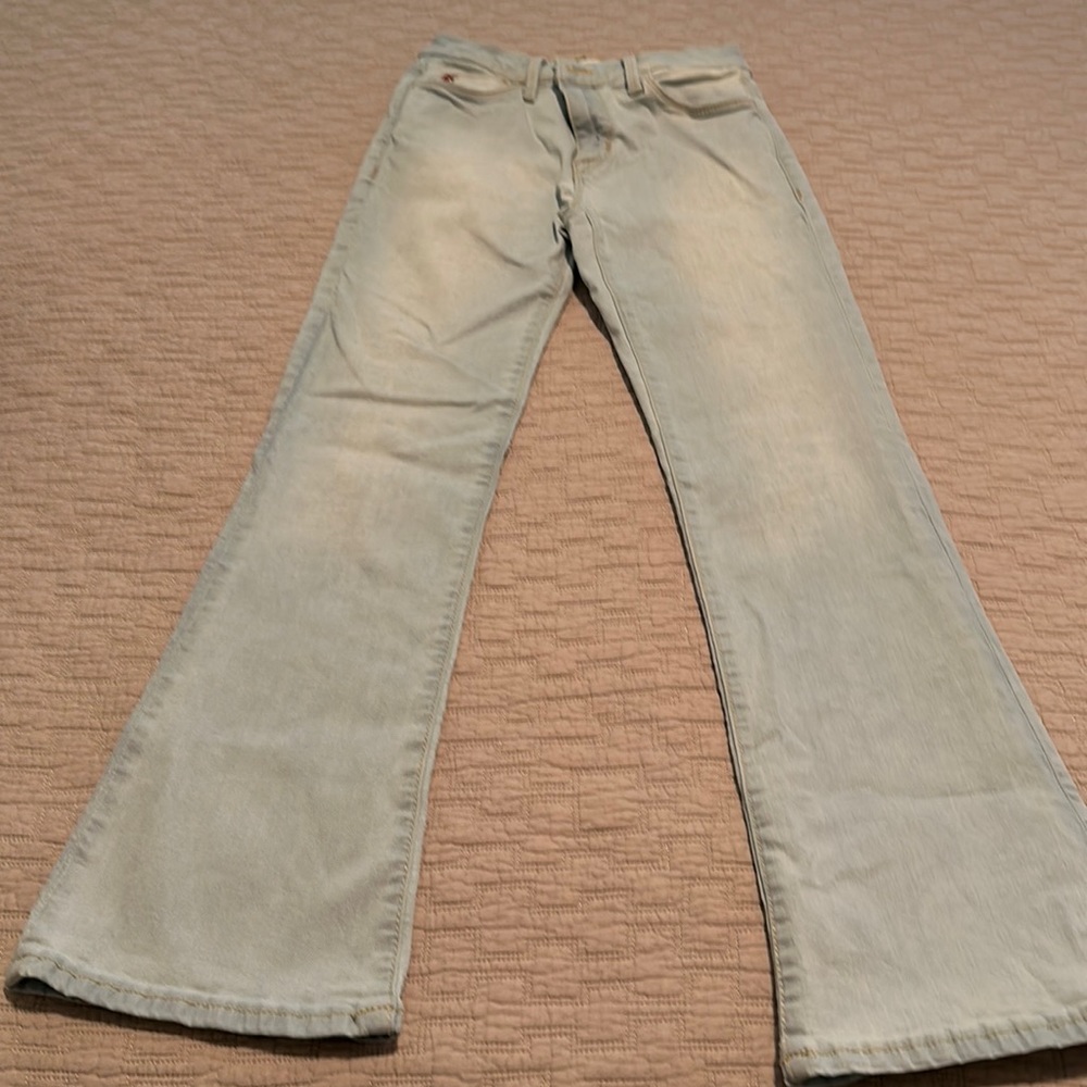 Hudson light wash blue jeans, boot cut. Size 24 waist.